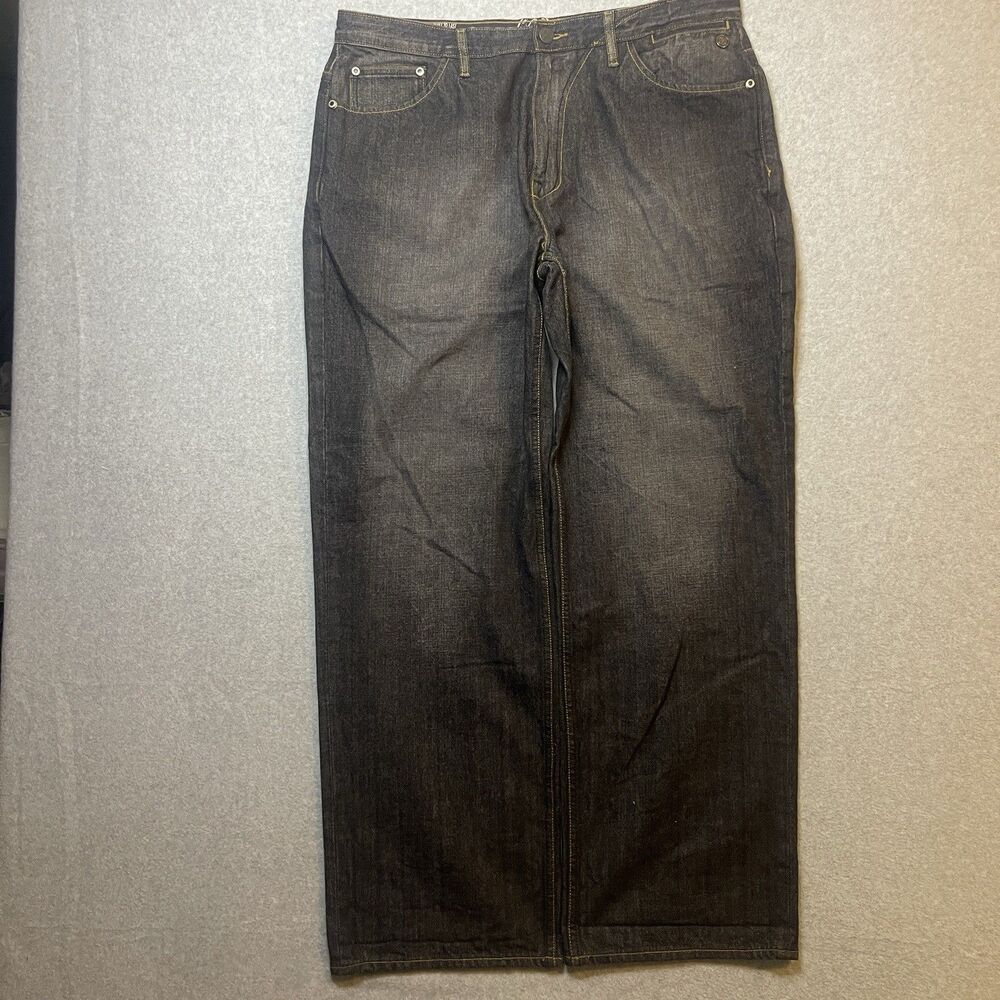 Y2K G-Unit Heavy Weight Denim Jeans Black Dark Wash 5-Pocket Baggy Skater 50cent